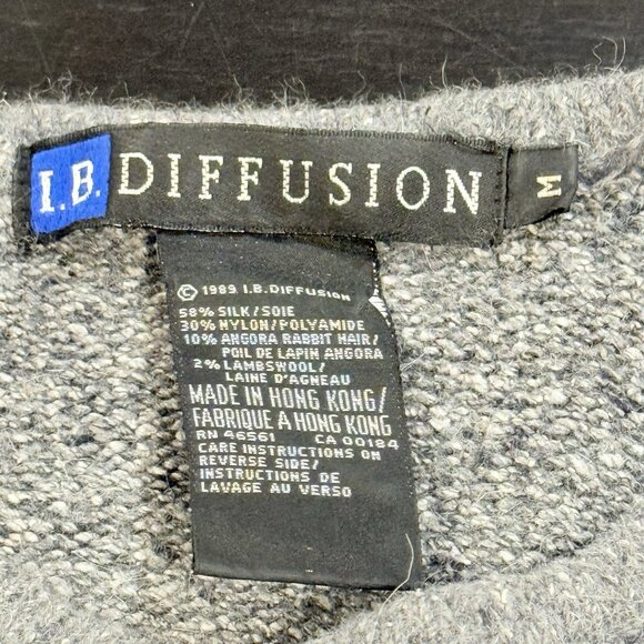 Vintage 80s Silk Angora Blend Gray Sequin Beaded Womens Holiday Sweater Medium - Picture 4 of 9